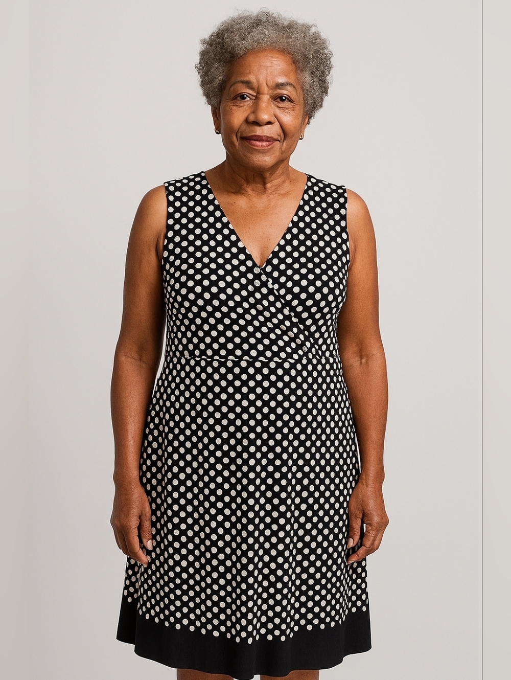 Lands' End Black and White Patterned Midi Dress